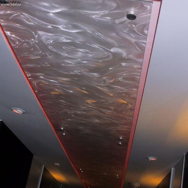 Использование 3D плёнки производимый компании 3dvl Liquid Floor. Один из вариантов использования данного материала изготовленного из поликарбоната с зеркалами - это изготовление сэндвич панелей из стекла который возможно использовать не только в качестве кухонных фартуков он также в качестве потолочных светильников и других элементов декорирования помещений, особенно торговых площадей. #пленка #3д #потолок #скинали #подвеснойпотолок #светильник #дизайн #интерьер #торговыйцент #трц