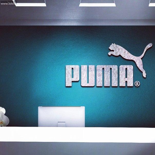 Логотип компании Puma на стене с использованием пленки 3DVL #shop #design #магазин #дизайн #стена #Пума #Puma #фирма #компания #решение