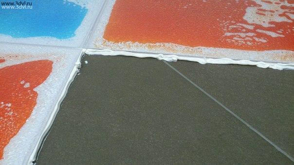Живая плитка компании 3dvl liquid floor Россия, может быть уложена непосредственно на любой гладкое сухое не сыпучее покрытие. На данной фотографии вы можете посмотреть то каким образом ножевое плитка укладывается на обычную керамическую плитку.#плитка #пол #укладкаплитки #живаяплитка #живойпол #жидкаяплитка #жидкийпол #пол #liquidtiles #liquidfloor #tile #3dvl #innovation #инновация